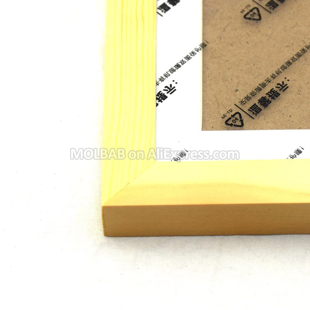 Wooden wall mounted picture frame modern brief style flat molding border with photo mat decoration 7/12/16 inch