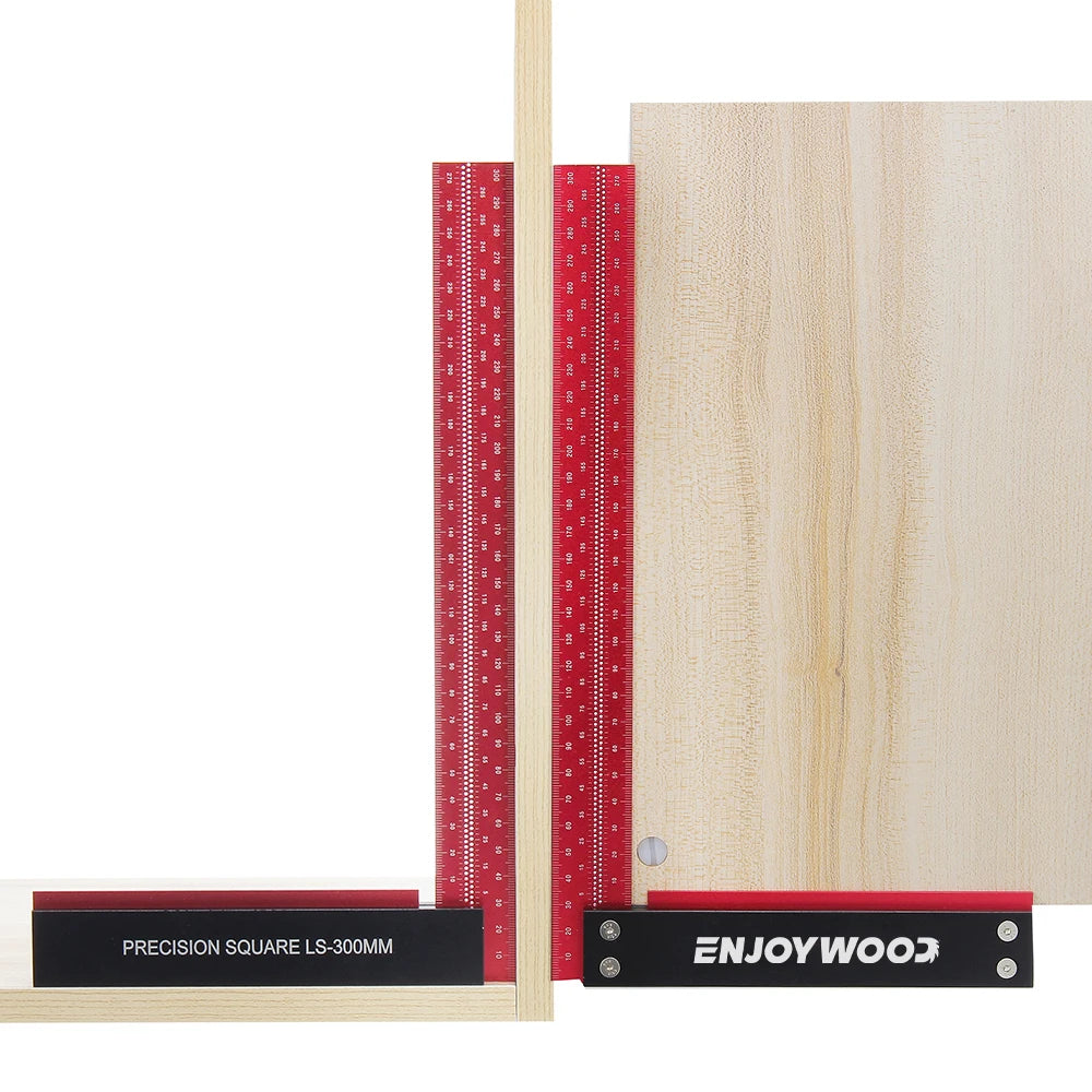 Enjoywood aluminum alloy t speed measurements ruler 300mm/12 inch l-shaped hole woodworking carpenters framing - 12inch