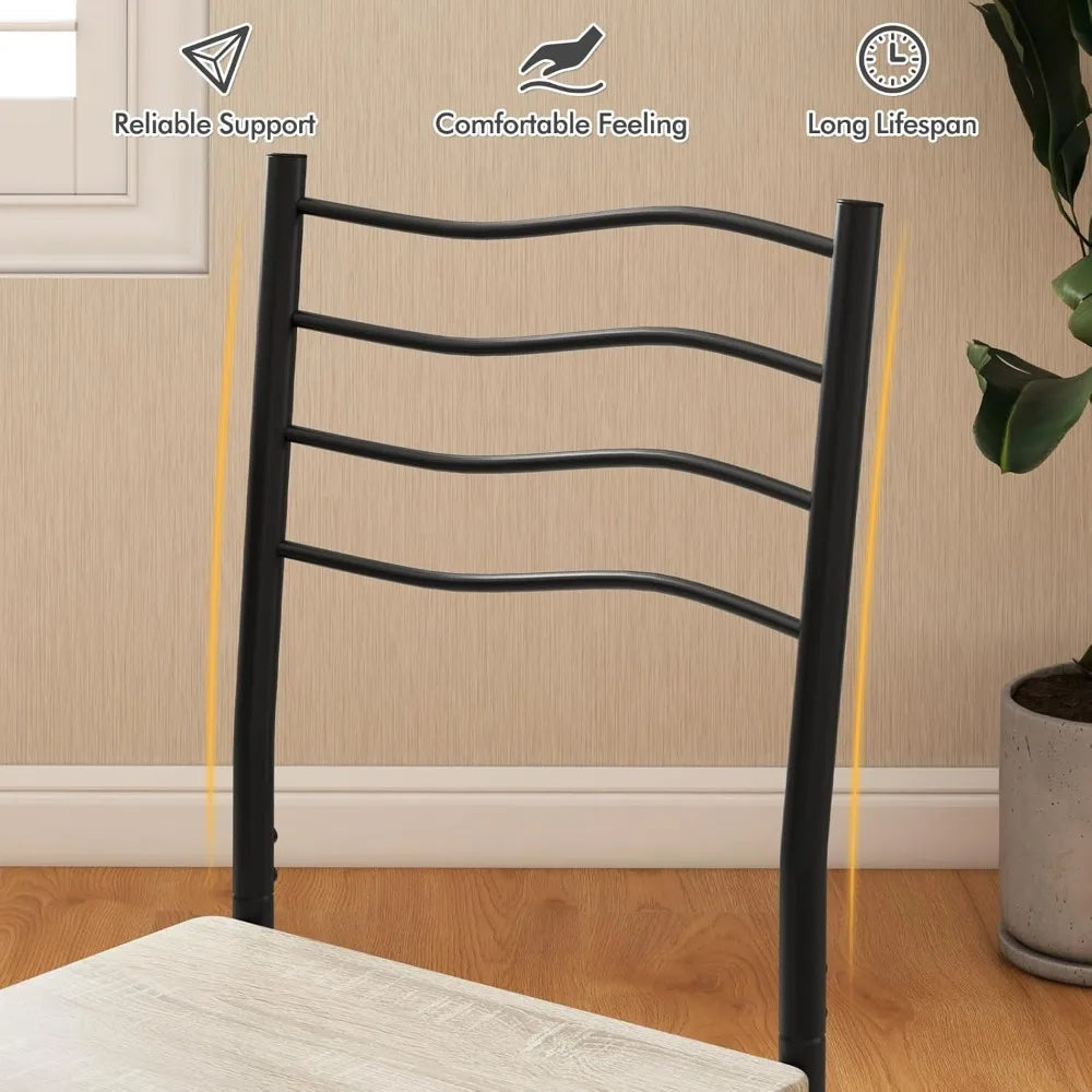 Modern 5-piece dining table set with 4 chairs wood and metal kitchen breakfast furniture in beech - united states