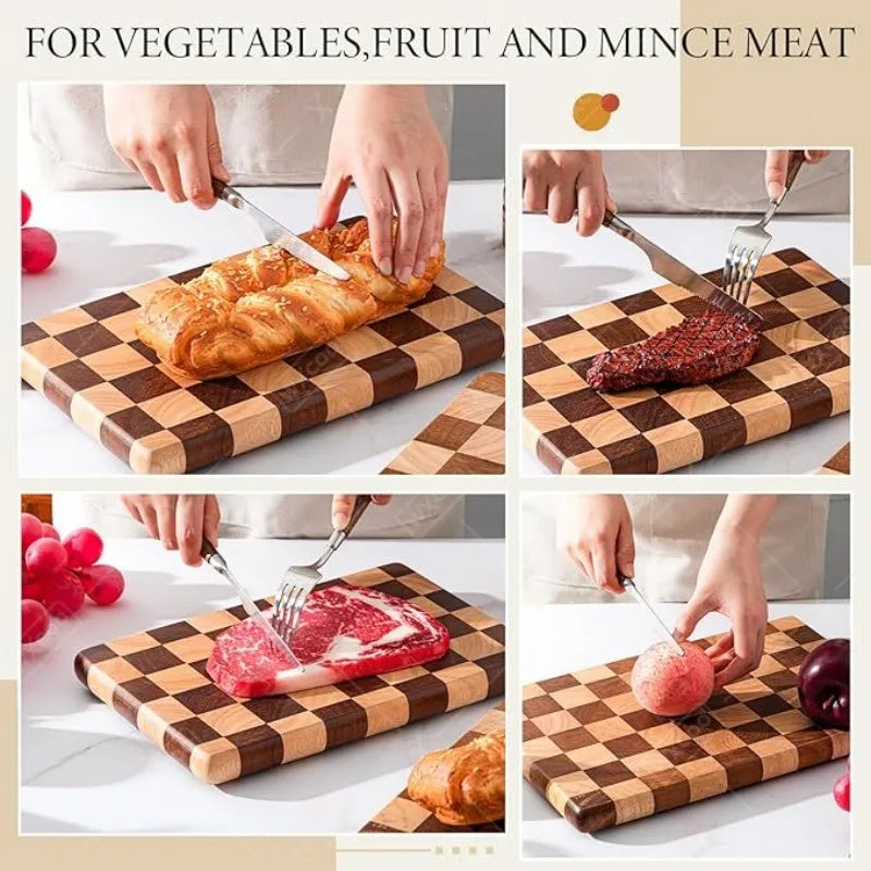 Wxcoo wood cutting board splicing checkerboard boards for kitchen counter cut fruit vegetable chopping gadget