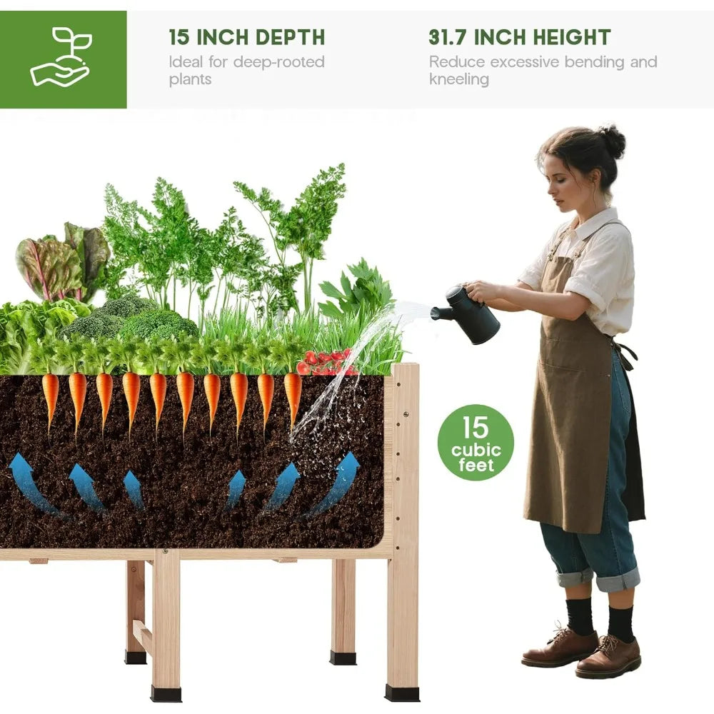 Specraft 8x2 ft raised garden bed featuring legs drainage holes ideal for vegetables flowers elevated wood planter box
