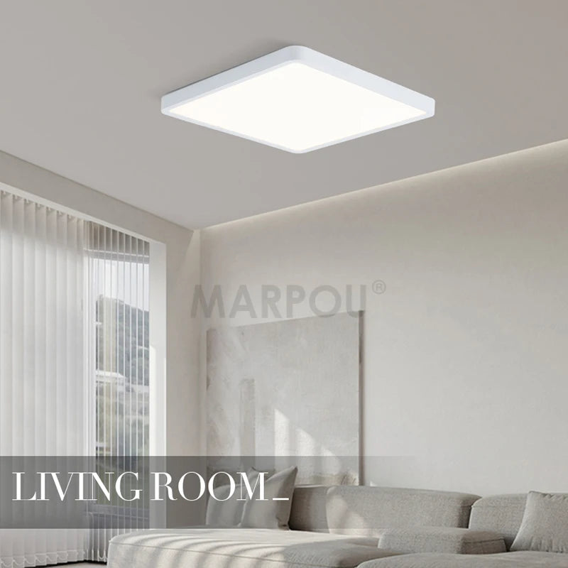 Marpou 2.4cm ultra thin led ceiling light square wood grain lamps for living room 220v 110v lights bedroom