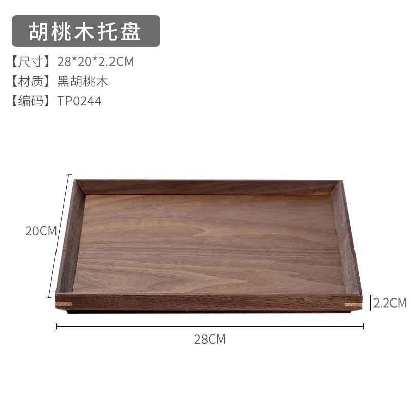 Japanese walnut tea ceremony wooden tray solid wood dry brewing home decoration high-end dessert dinner plate - b 28x