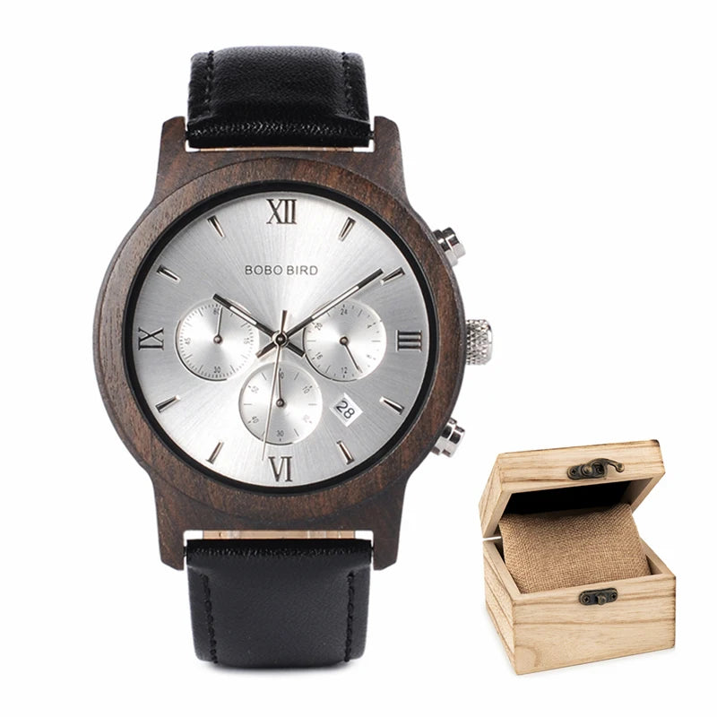 Bobo bird wooden men watch relogio masculino quartz watches timepieces in gift box drop ship - p28-2 / china