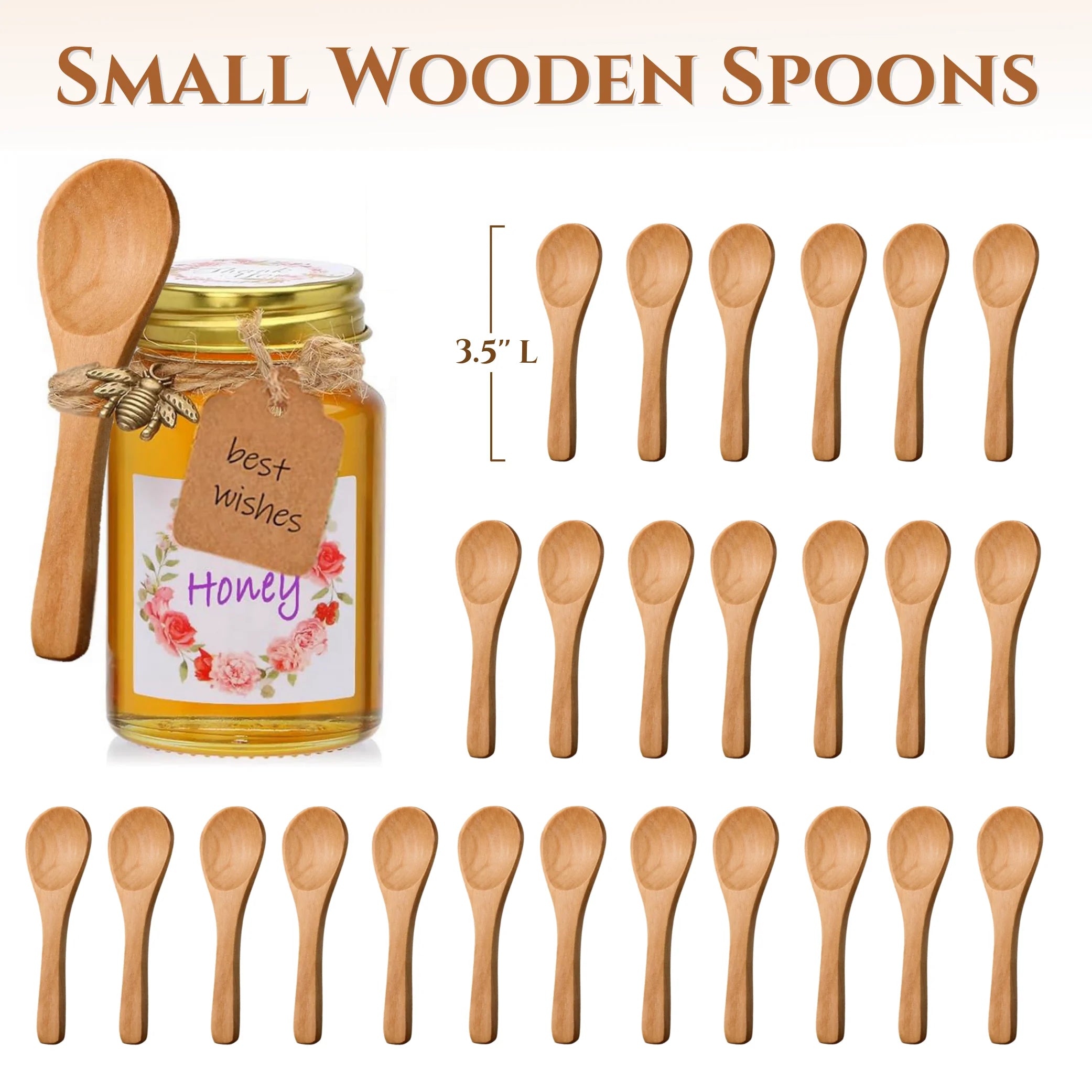 30-200pcs small wooden spoons for honey jars party favors 3.5’’ mini teaspoons for sugar spices salt creamer spoon