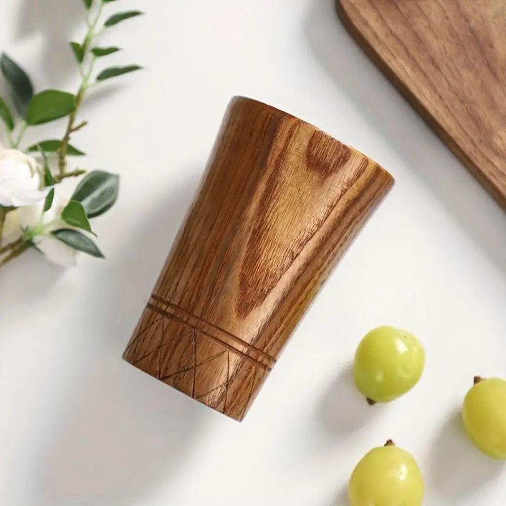 Durable anti-scalding japanese style wooden mugs handmade retro tea cups anti fall coffee milk