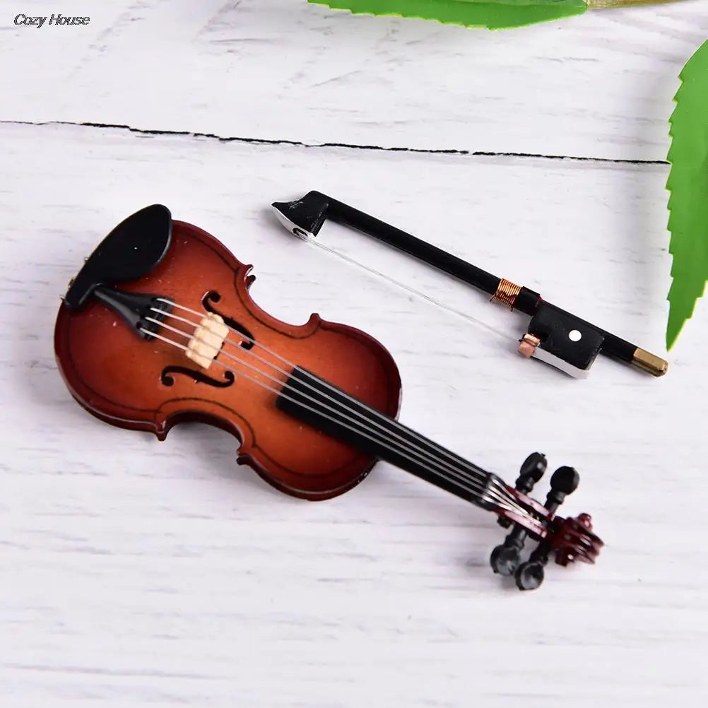 8cm collection decorative ornaments model decoration gifts with support miniature musical instruments mini violin wooden