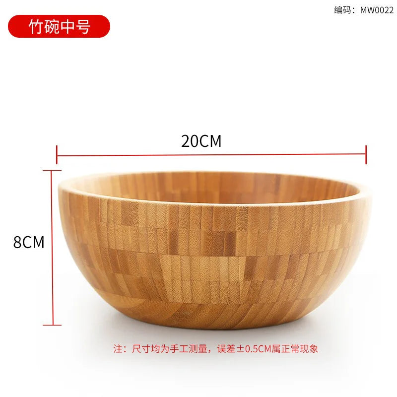 Japanese salad wooden bowl noodle bamboo lamian noodles set large and basin kitchen accessories - c 20x 8cm