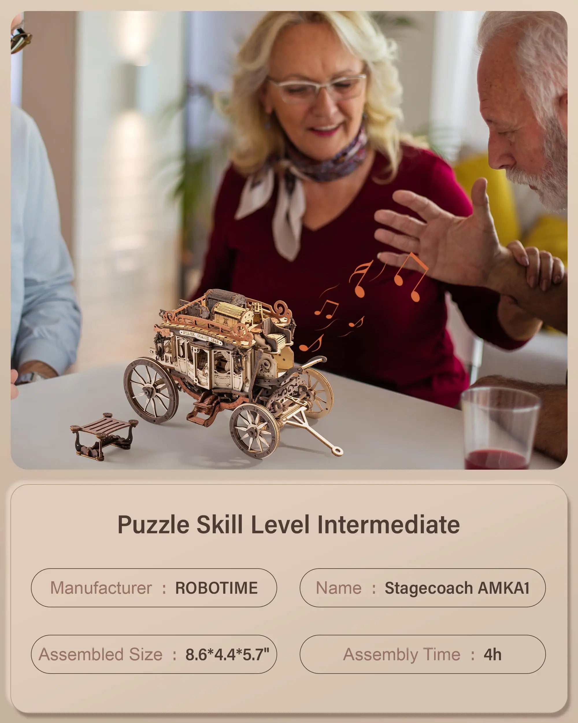 Robotime wooden music box puzzle 3d puzzles mechanical building construction craft birthday anniversary day gift kits