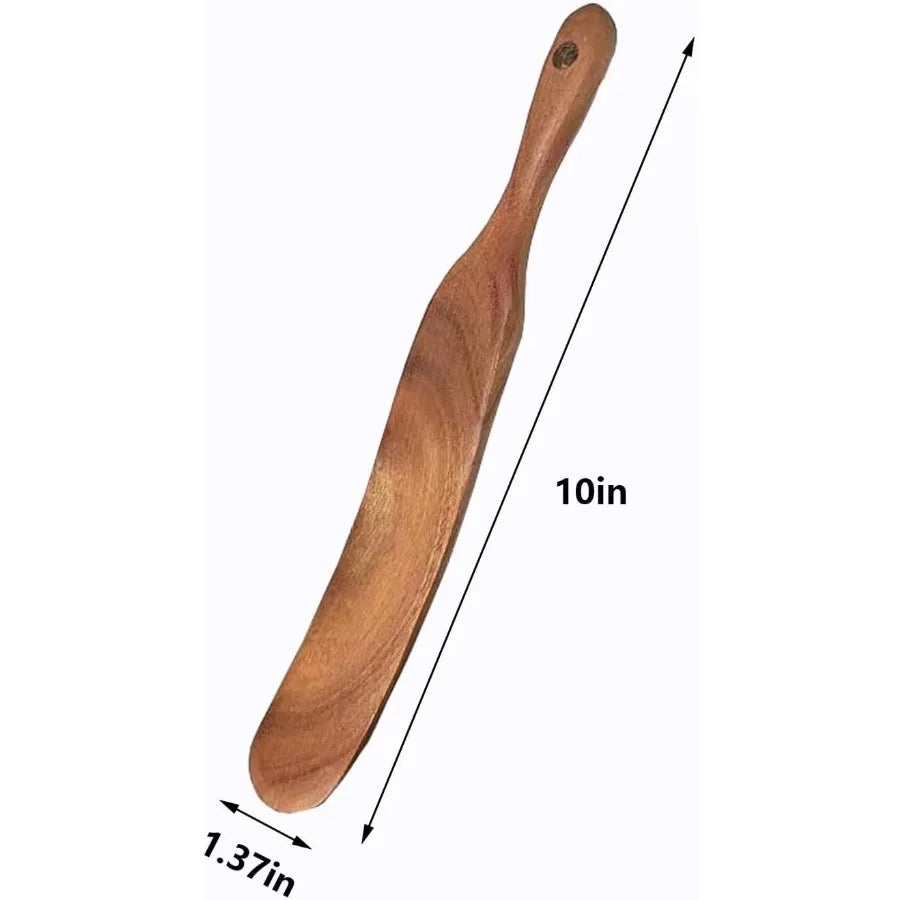 Wooden spurtle spatula for sourdough ter dough whisk baking cooking utensil jar scraper to reach bottom of containers