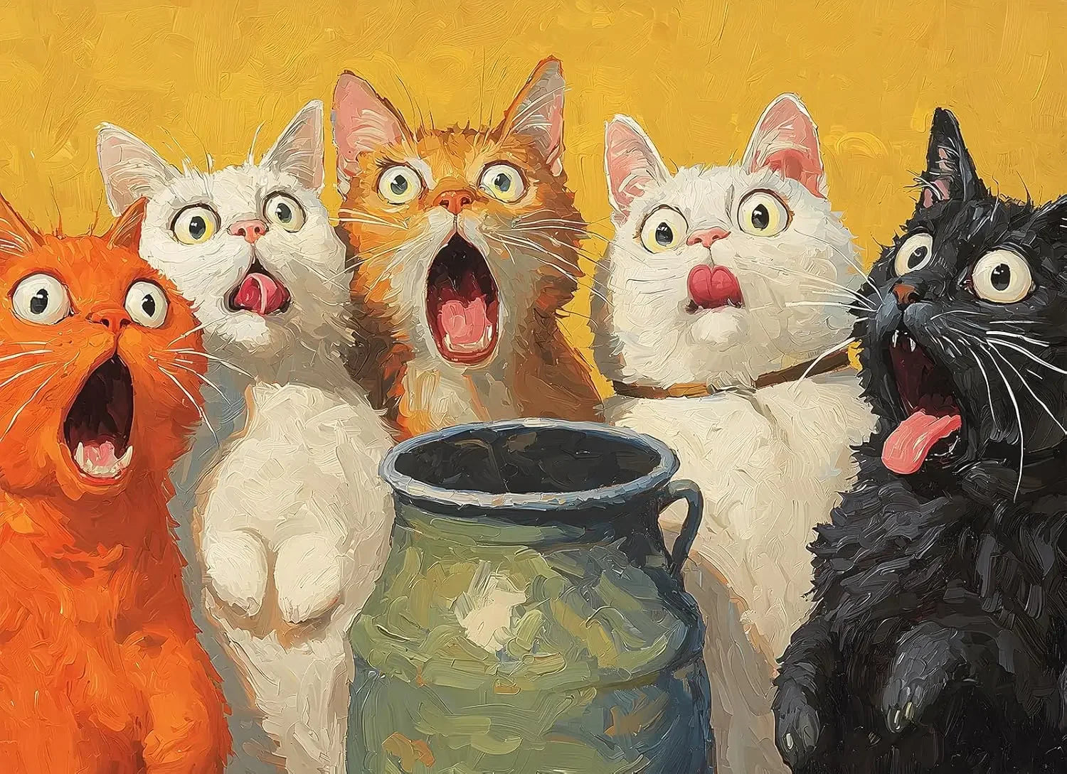 Surprised cats oil painting 1000/500/300/120 piece jigsaw puzzle home decor for adult game family fun puzzles