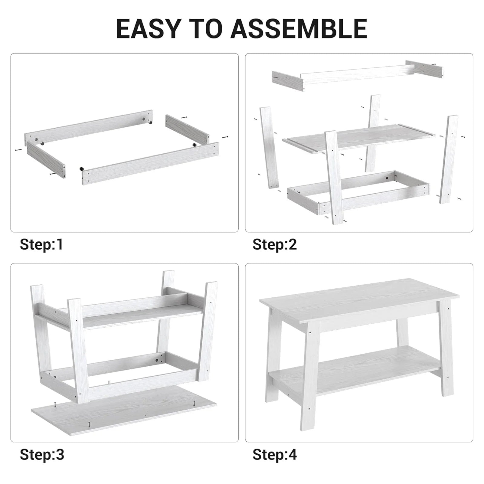 31.49’’ industrial coffee table farmhouse nightstand 2-tier storage side tables with rustic wood finish