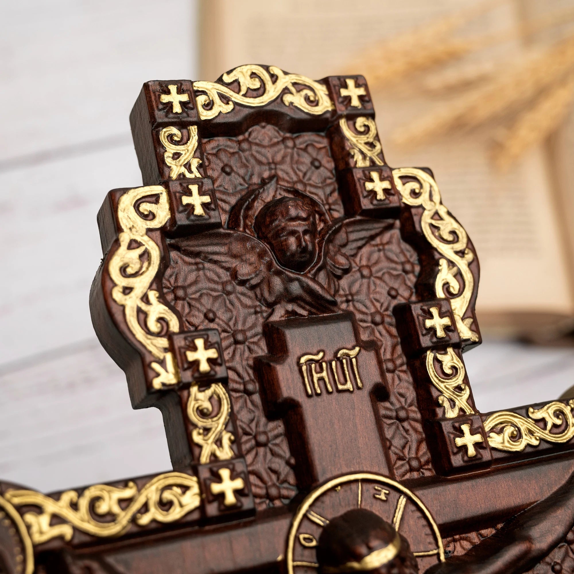 Russian orthodox cross jesus wall wooden icon christian home decoration religious statue saint - religious (christian)
