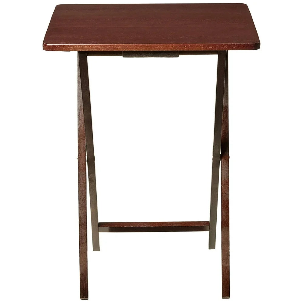 Indoor folding tv tray table walnut multipurpose lightweight rubberwood space-saving design portable side living room