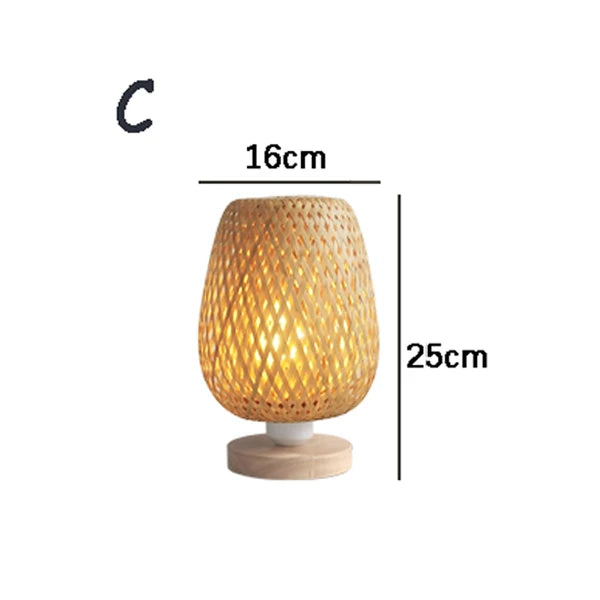 Oudeladi vintage bamboohandicraft table lamps handmade bedroom bedside desk lights living room decor warm bamboo wood