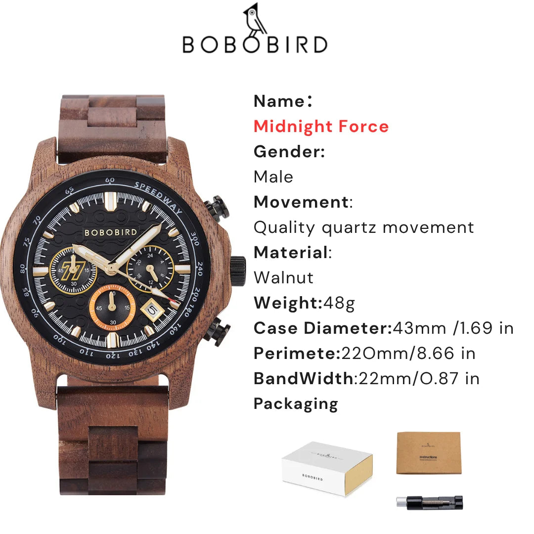 Bobobird men’s wooden watch classic style eco-friendly timepiece for business casual wear christmas gift him