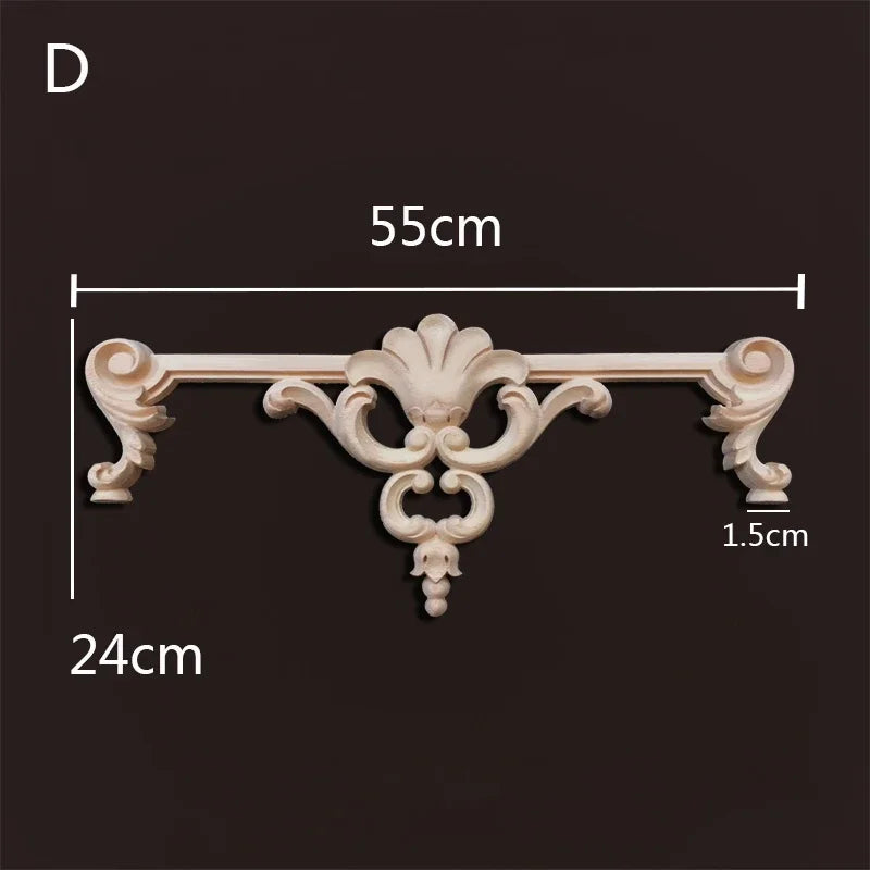 Europe wood appliques molding decals for furniture home decor carving onlays flower background wall decoration
