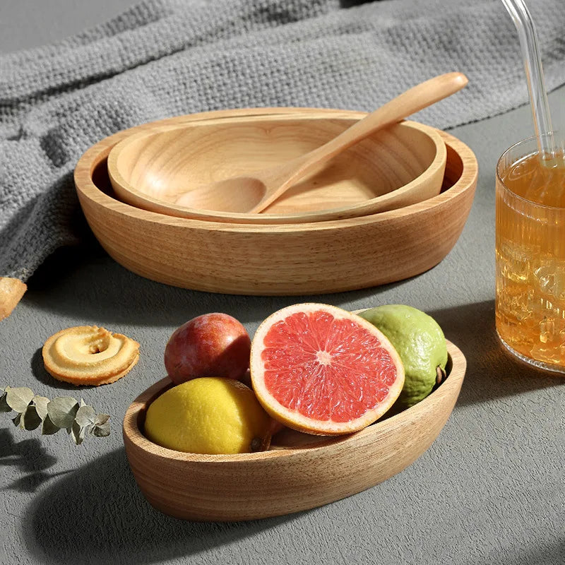 Acacia wooden bowlpremium dry fruit platesushi platenut boxtea refreshment trayfruit platesolid boat-shaped bowl