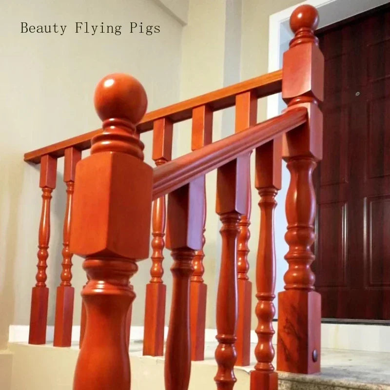 Solid wood carving solid color round ball staircase handrail bed tail headpost decoration column sculpture - decorative