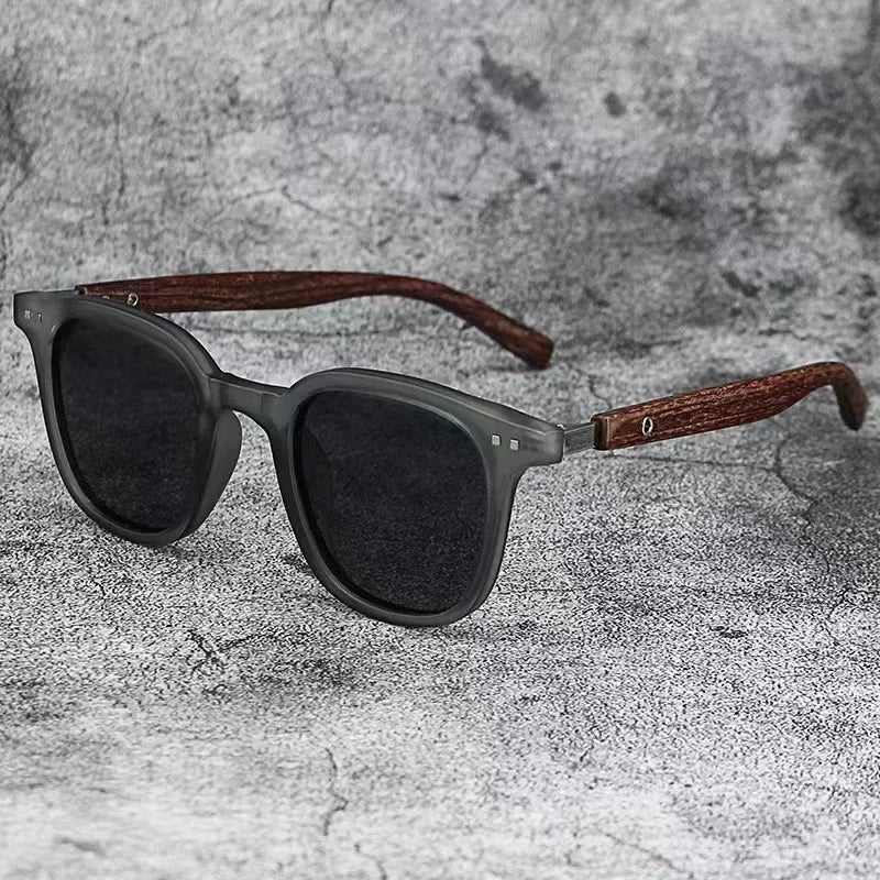 New men vintage wooden frame sunglasses classic men’s polarized uv protection driving eyewear outdoor shades goggles