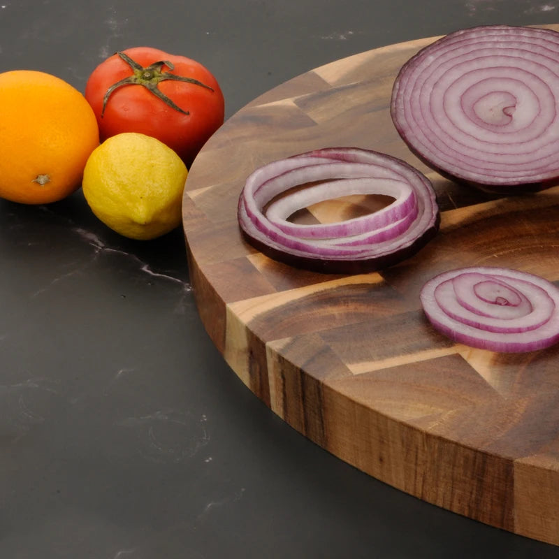 Acacia wood cutting board round end grain chopping block double-sided using wooden cheese butcher food grade kitchen