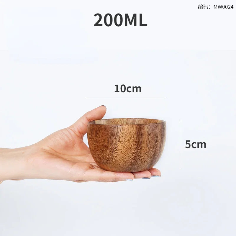 Household solid wood bowl japanese acacia salad mixing wooden basin kneading tableware ramen - mw0024