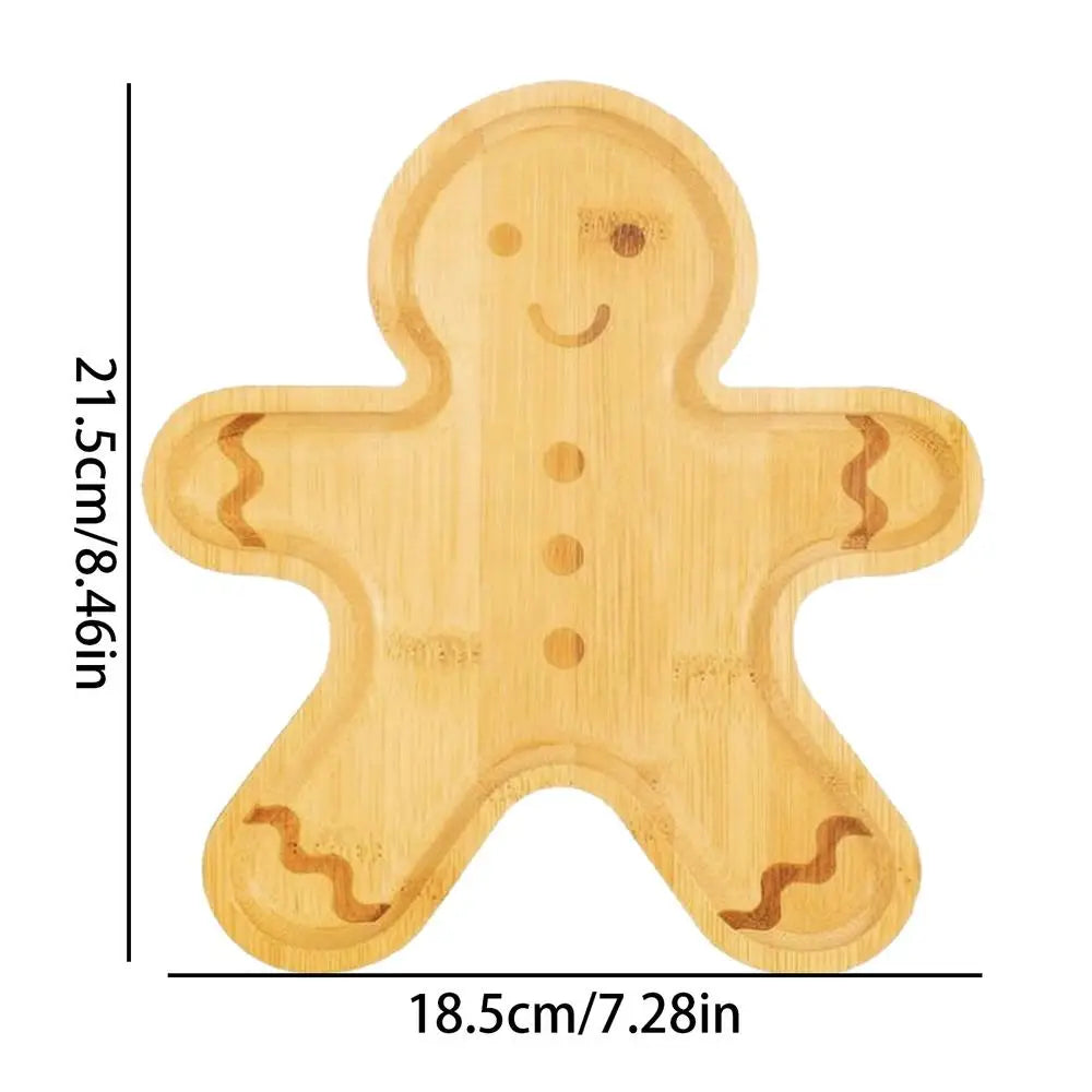 Wooden christmas serving tray wood platters snack fruit meat cheese board - gingerbread / united states