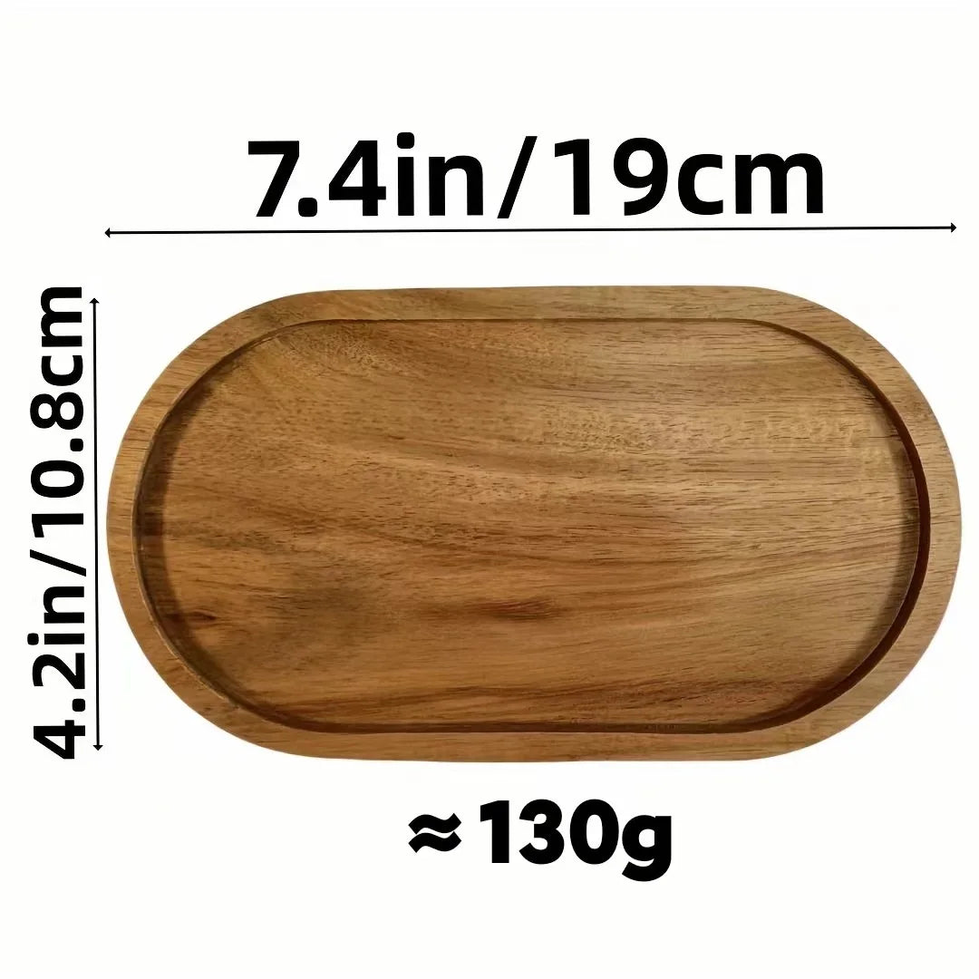 Japanese solid wood fruit plate factory wholesale wooden tray multi-size high-value snack - elliptical type s / 6 inches