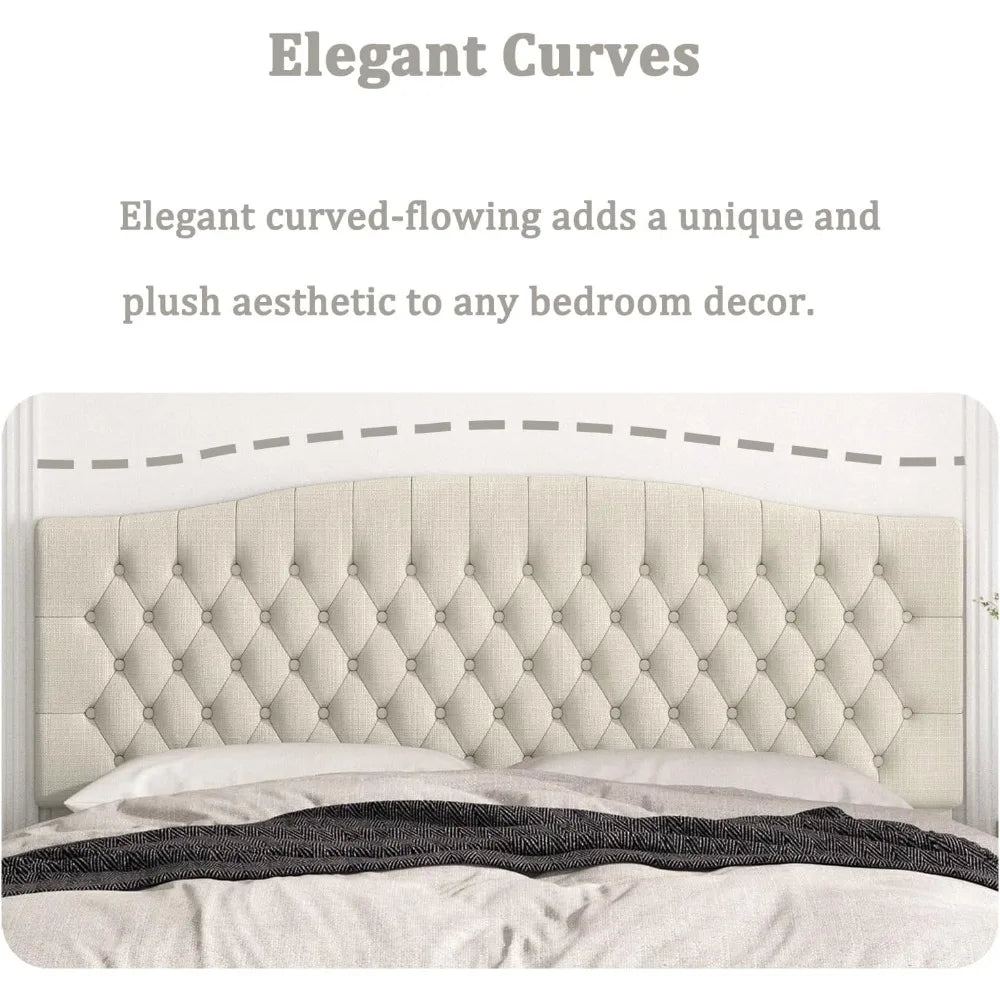 Headboard only upholstered king size for adjustable bed linen tufted wall mounted head board with solid wood leg