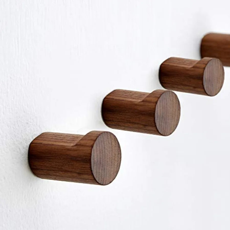 4 pack wooden wall hooks wallmounted tural wood coat hangers simple modern handmade minimalist home decor pegs