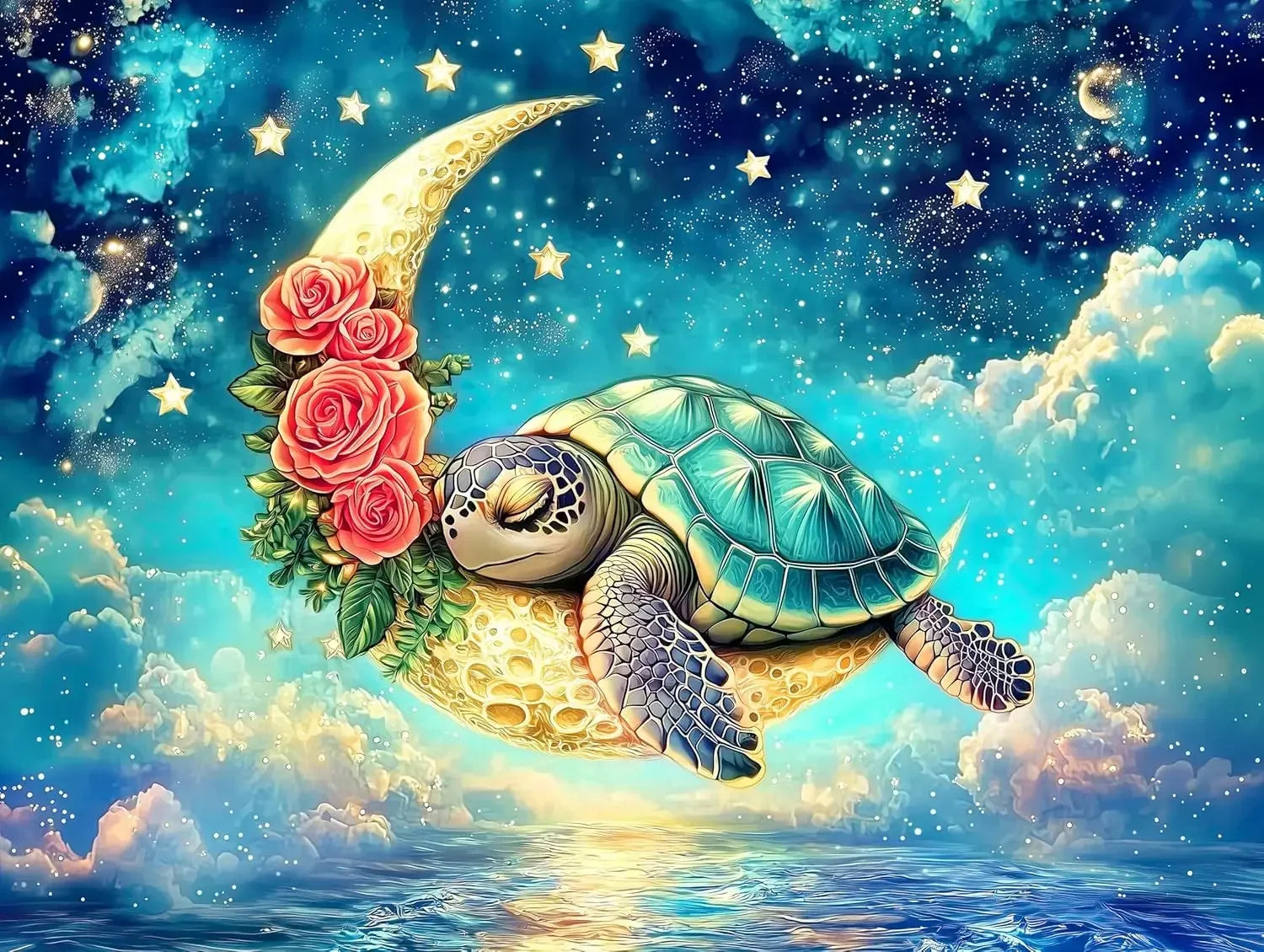 wooden-jigsaw-puzzle-300-500-1000-pcs-unique-design-cute-sea-turtle-sleeping-on-the-crescent-moon-puzzle-challenging-fun