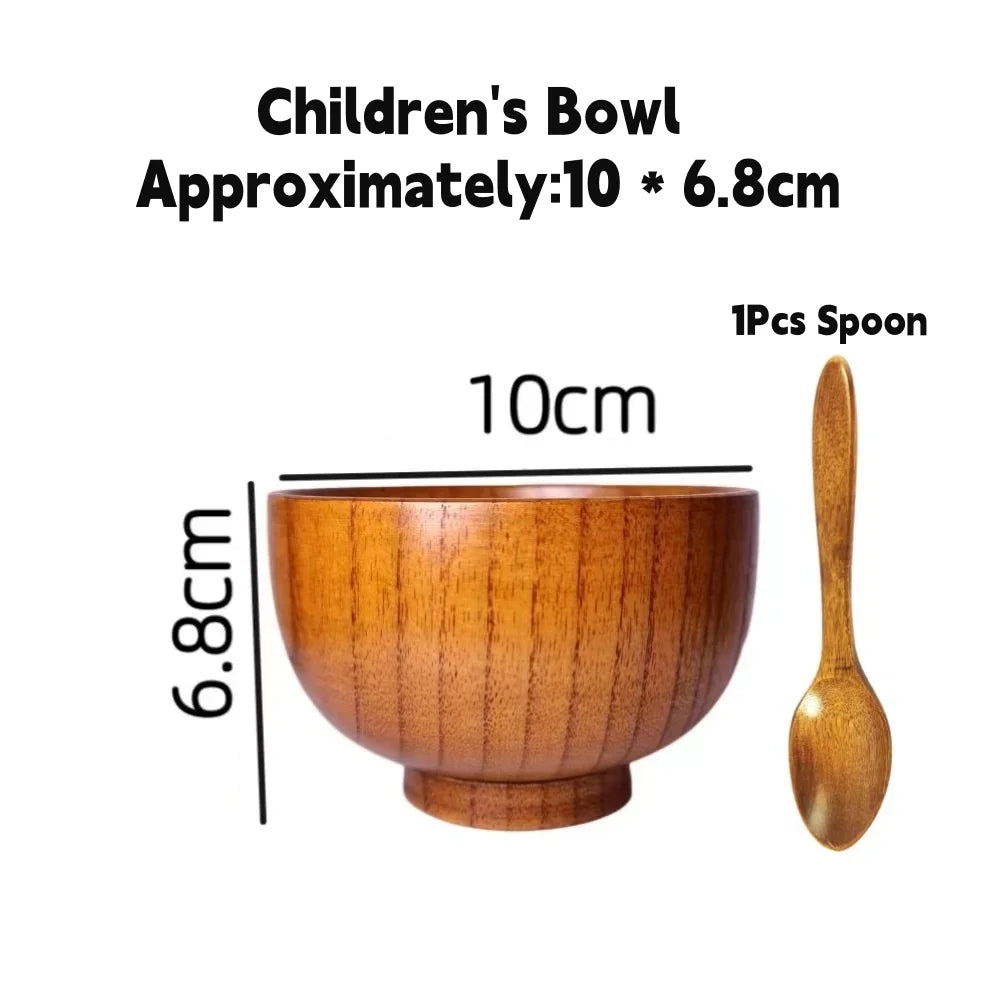 Japanese style jujube wood bowls,with wooden spoon,round rice bowls,restaurant noodles bowls,fruit salad bowls oup