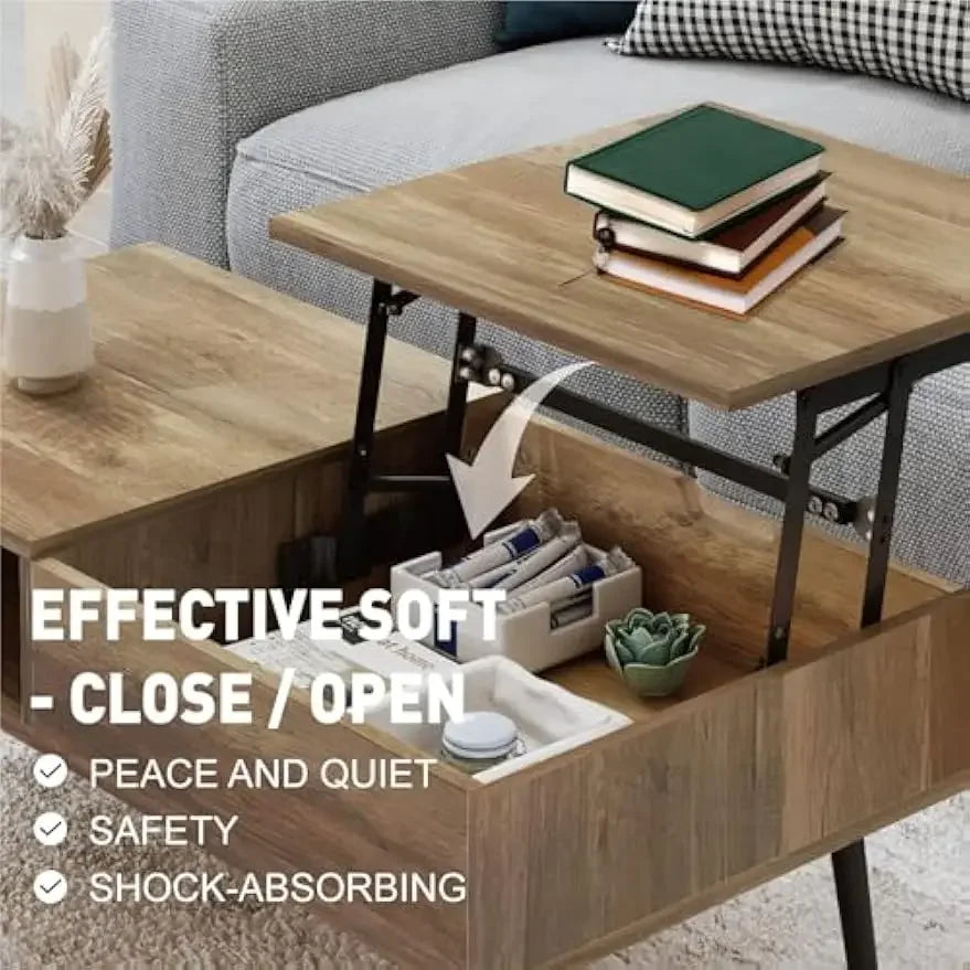 Coffee table 39’’ lift top with hidden compartment small wooden center for home living room natural - united states