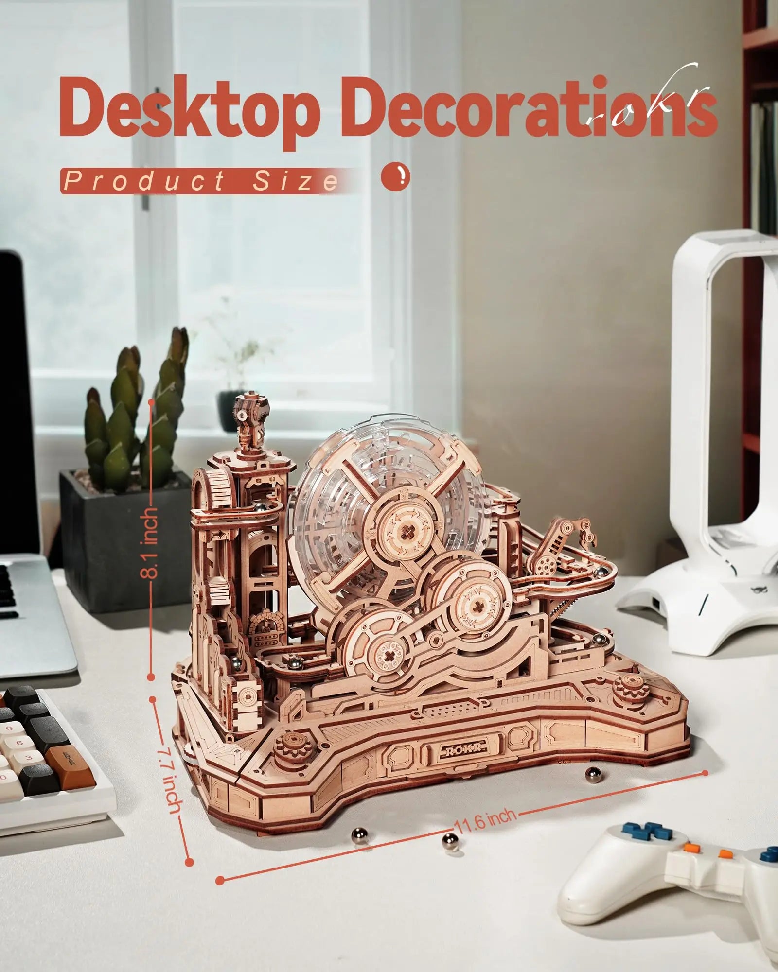 Robotime rokr gearball challenge 3d wooden puzzle rotating gear brain teaser stem educational engineering toy for teens