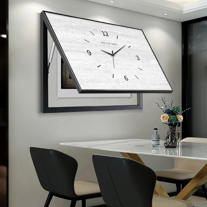 Meter box wood decorative painting with wall clock modern design large metal luxury clocks silent living room decoration