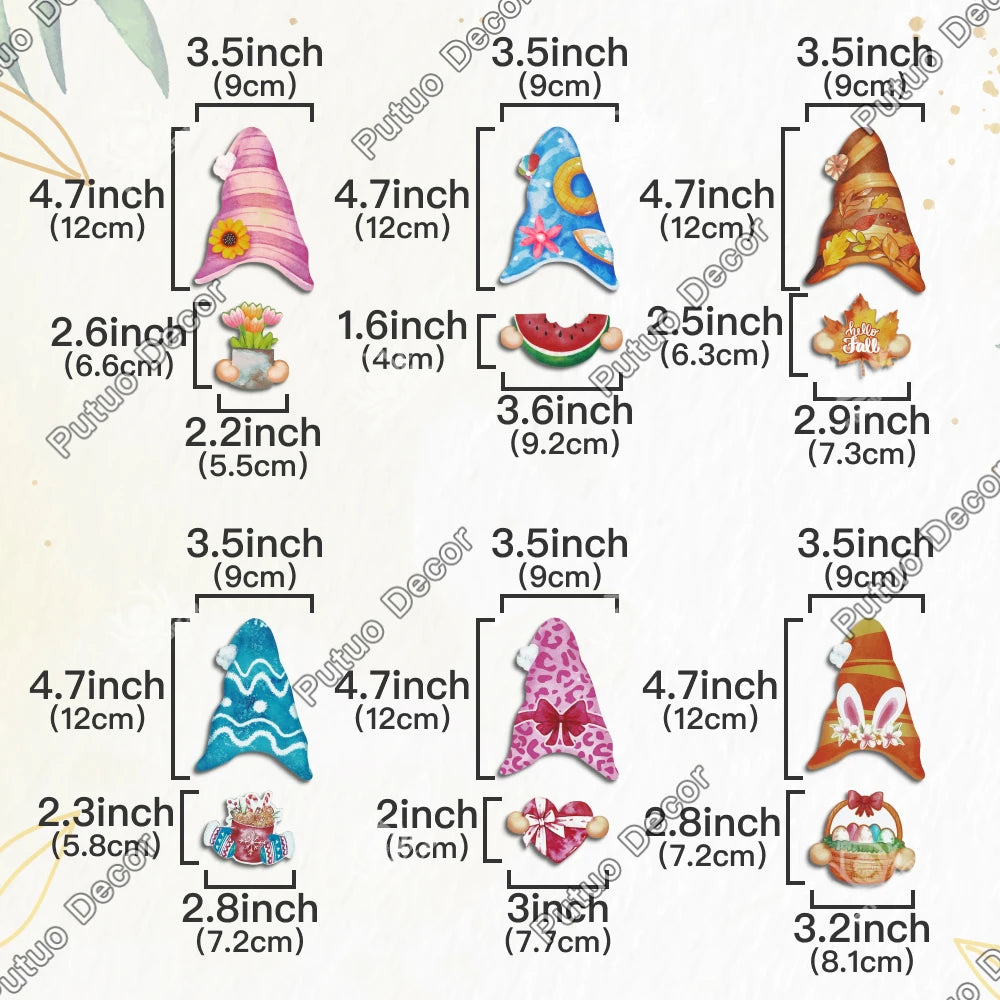 Putuo decor 1pc gnome shaped interchangeable wooden table with 12 sets of changeable velcro icons,gifts for christmas