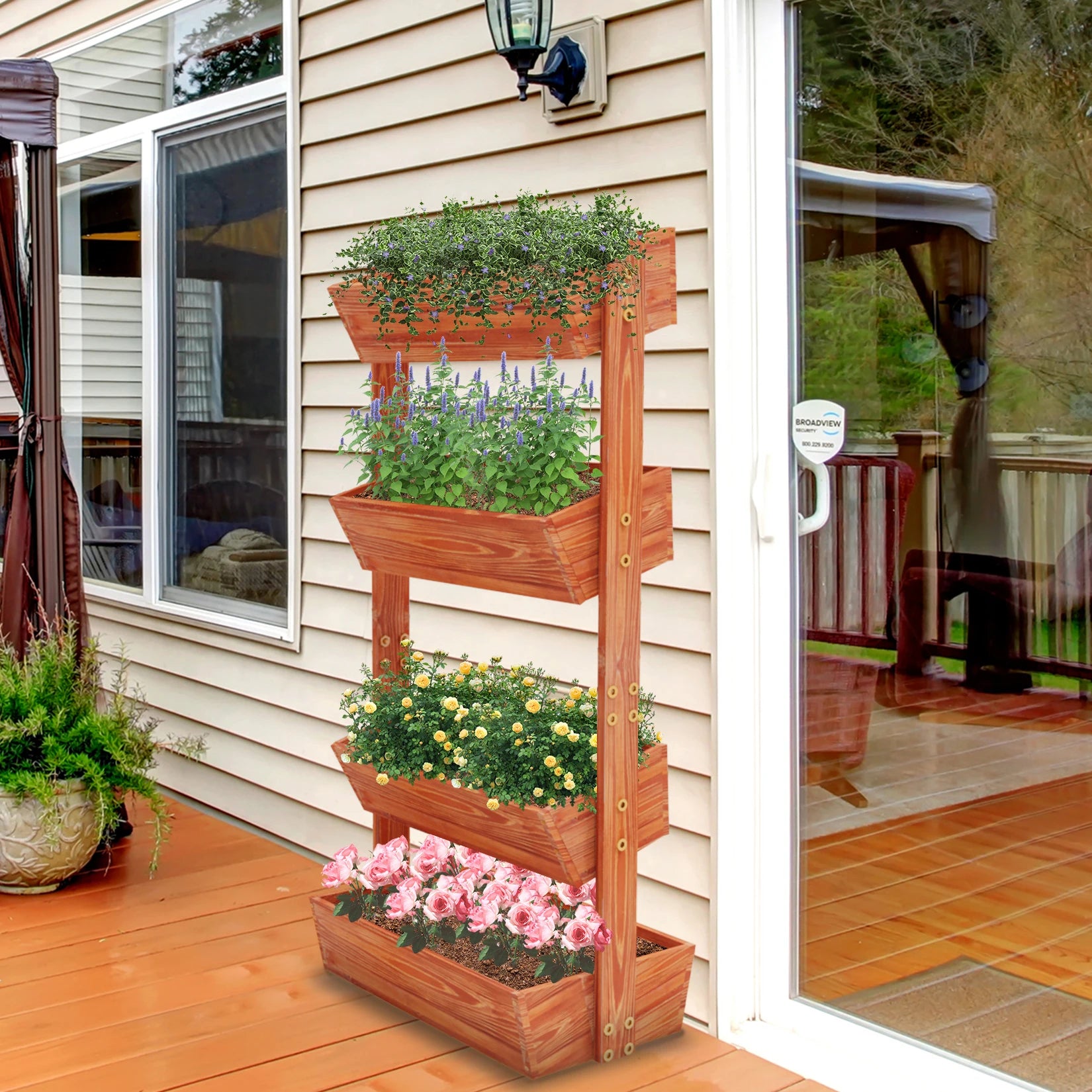 4-tier-raised-garden-bed-vertical-flower-pots-rack-with-detachable-ladder-and-adjustable-shelf-wooden-elevated-planters-stand