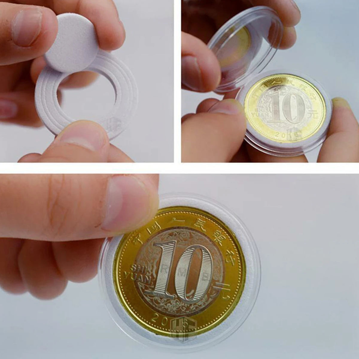 1set 100cps commemorative coin protection boxes with adjustable design container holder collect box case - 701354