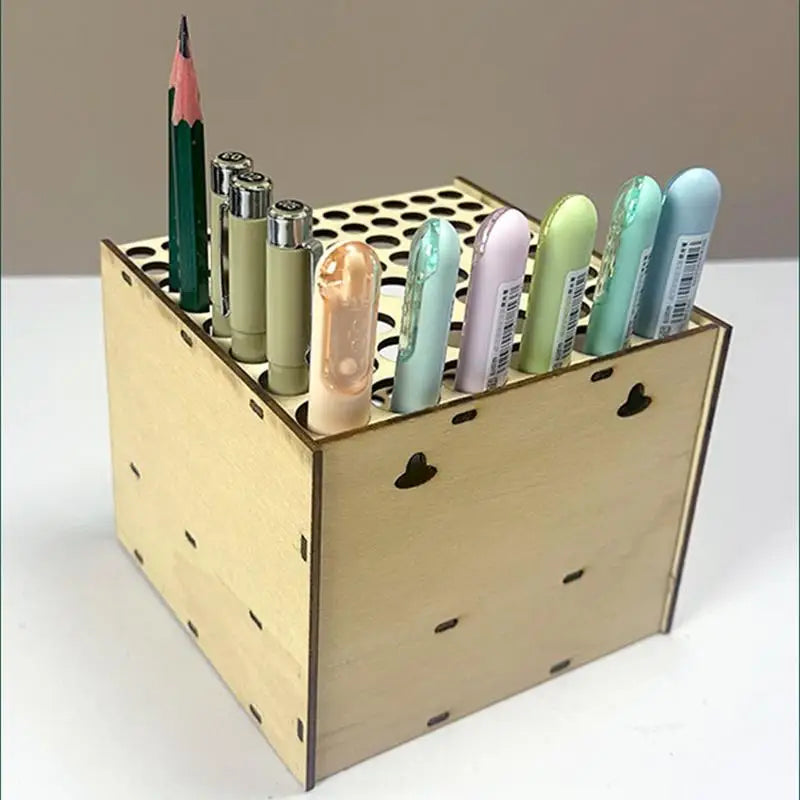 67 holes paintbrush holder stand wooden paint brush desk organizer wall mounted makeup shelf for painting supplies