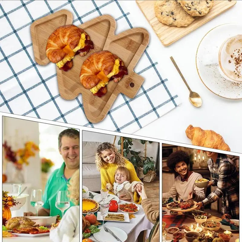 Wooden christmas tableware tray innovative appetizer plates serving platters reuable tree