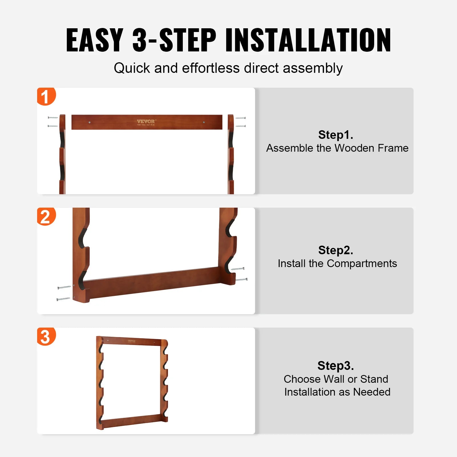 Vevor gun rack wood wall mount display holds 4/5 rifles shotguns 132 lbs heavy duty rifle w/ soft padding - 4-slot