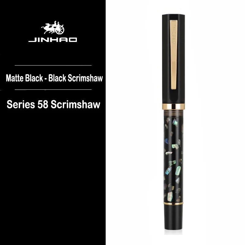 Jinhao 58 wood / scrimshaw fountain pen student f ef nib ink calligraphy stationery school office supplies - series