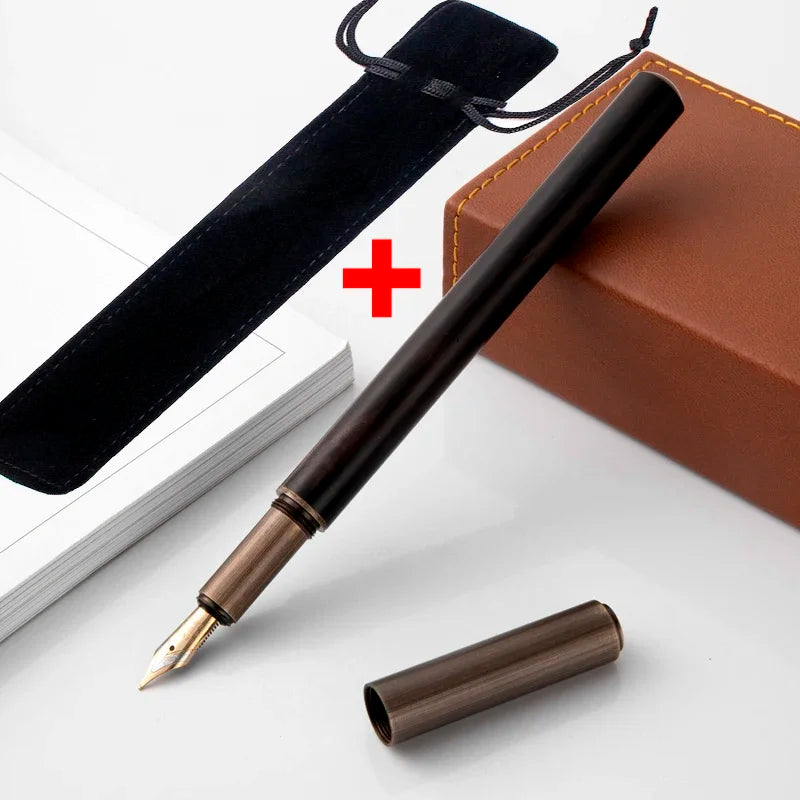 Retro metal fountain pen 0.5mm vintage wooden writing for students art calligraphy gifts stationery supplies