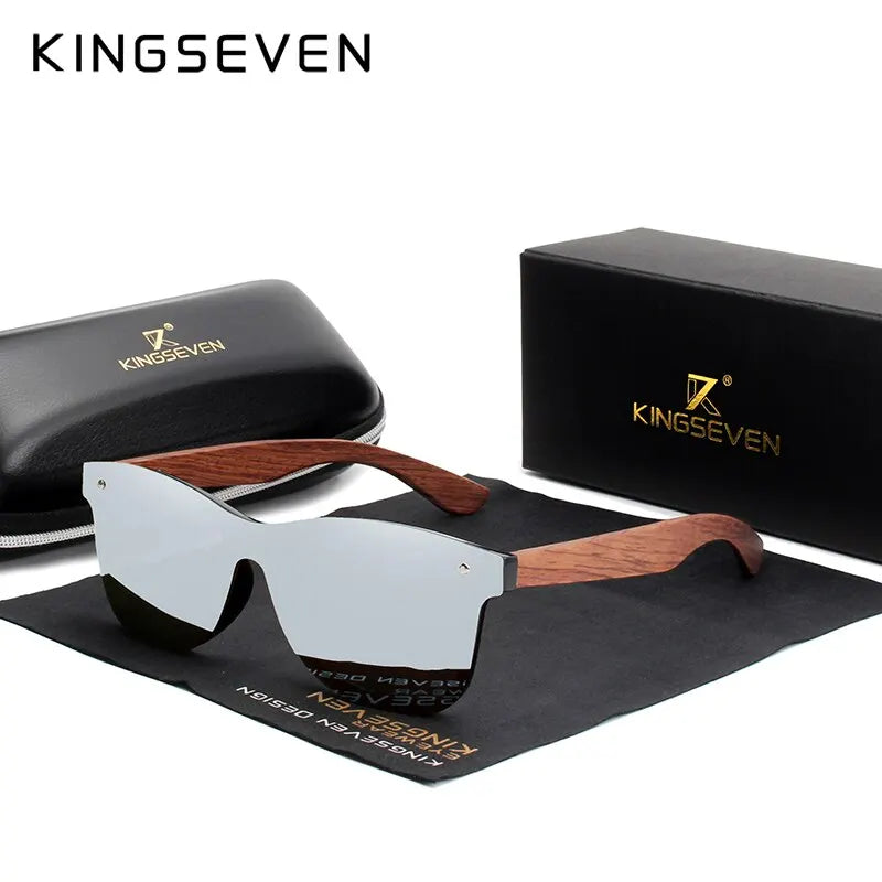 Kingseven natural wooden sunglasses polarized men women square luxury elegant handmade wood sunglasses driving