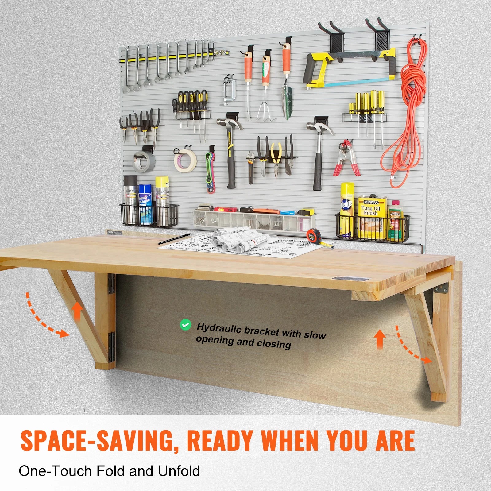 Succebuy wall mounted folding table wooden floating desk with shelf bracket drop leaf for home office kitchen bar