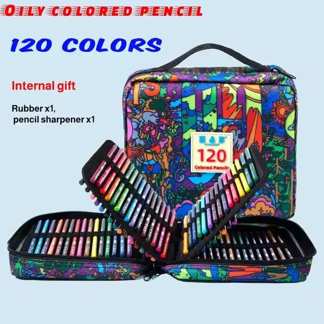 H&b 72/120/180 coloring pencils set with portable stoh&rage bag pro soft core artist supplies gift for drawing lovers
