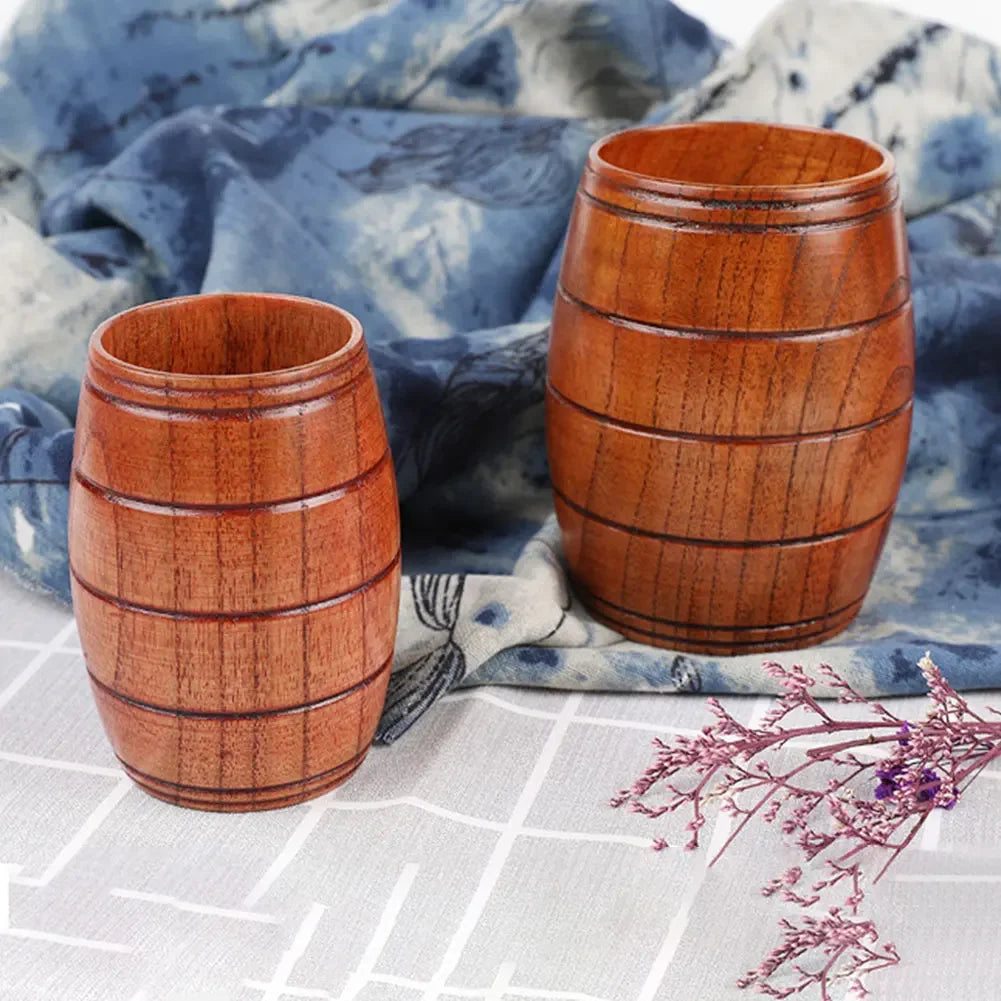 Jujube wooden handmade water coffee mug cup tea beer juice milk mugs drink cups with handle retro gift
