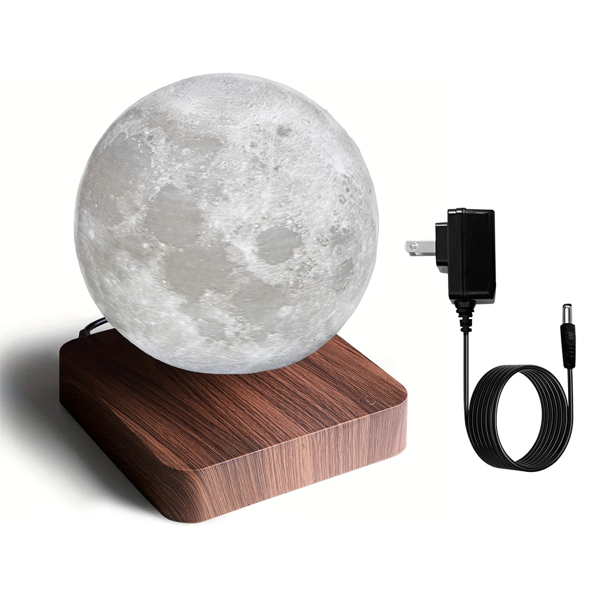 Magnetic floating rotating moon lamp with wooden base 3 color temperature led night lights of print 3d for unique gifts