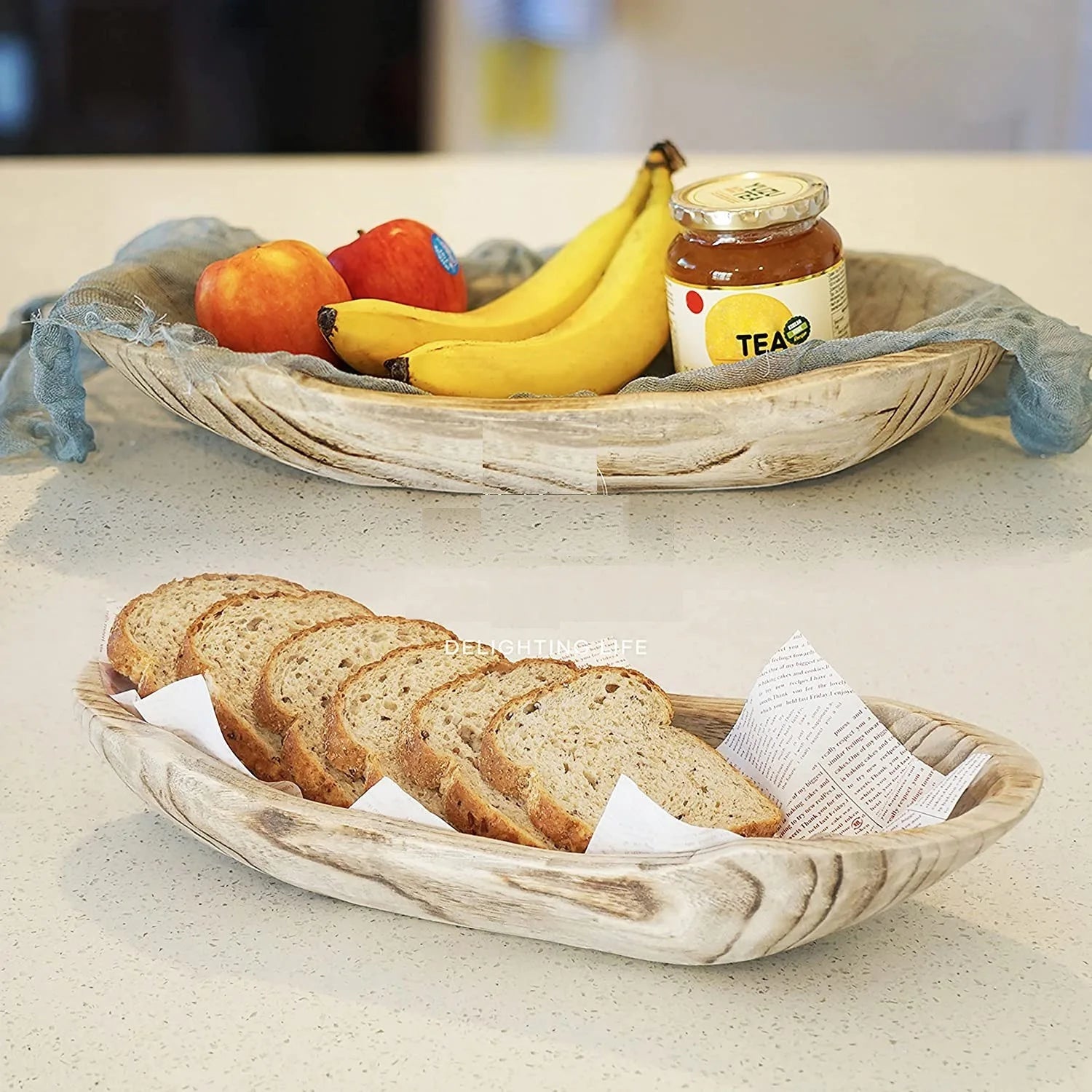 Paulownia wooden boat type fruit tray homestay natural village decorate retro old living room solid wood candy plate