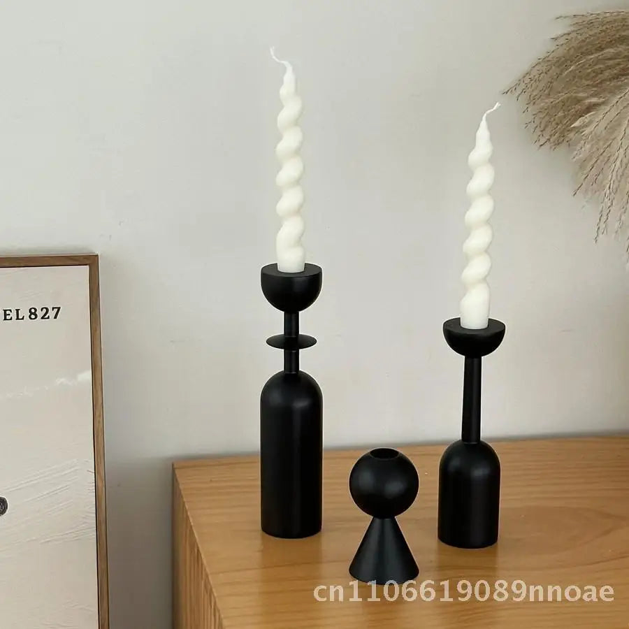 Luxury french style wooden candle holder vintage high-end home living room decoration multi-size options available - b